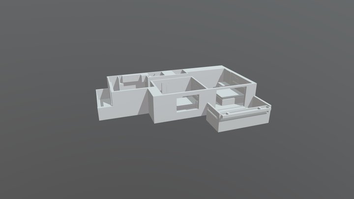 2BHK Flat interior 3D Model