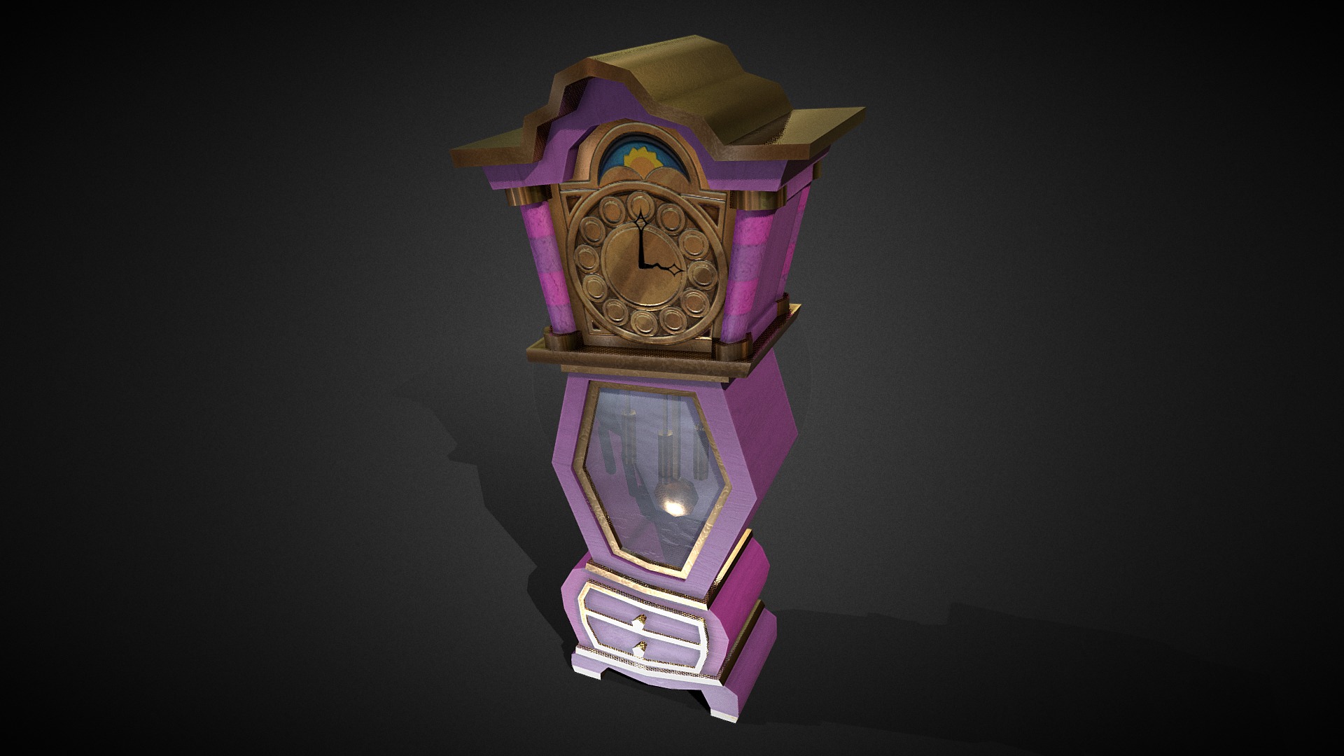 3D model Clock Grandfather Tooney 001a - This is a 3D model of the Clock Grandfather Tooney 001a. The 3D model is about a clock tower with a colorful top.