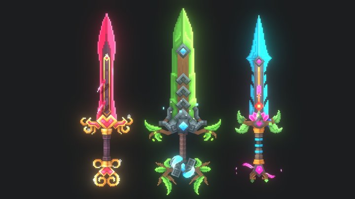 Minecraft Swords 3D Model