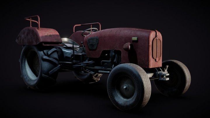 Weathered Tractor 3D Model