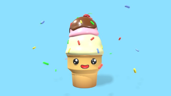 Smiling Ice Cream 3D Model