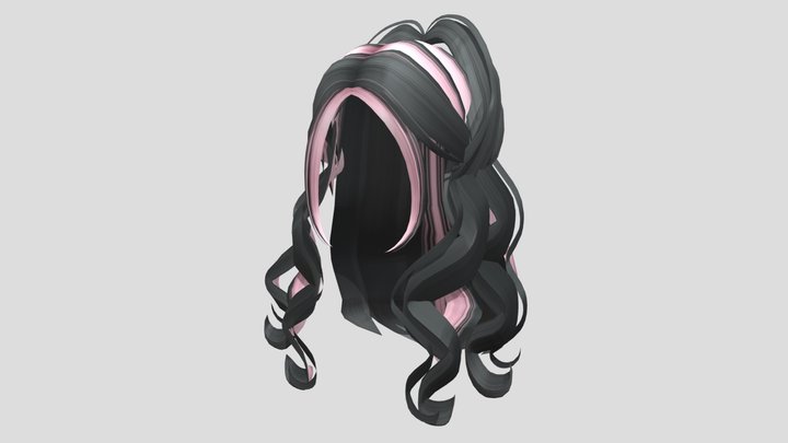 Black And Pink Hair 3D Model