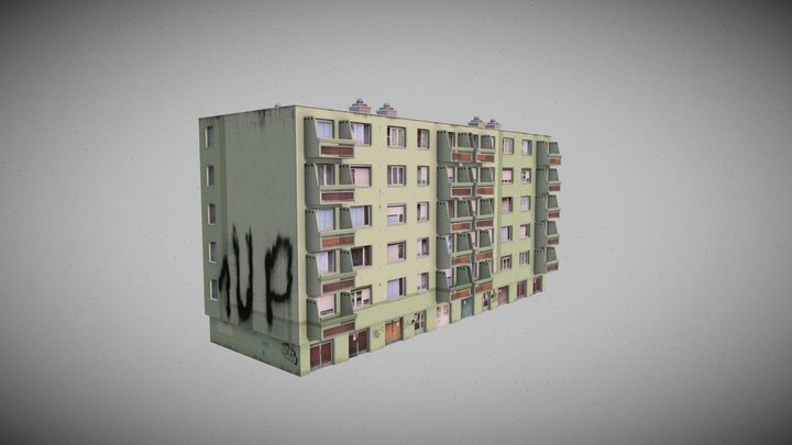 Lowpoly Panel house (Szeged Hungary) Csongrádi68 3D Model
