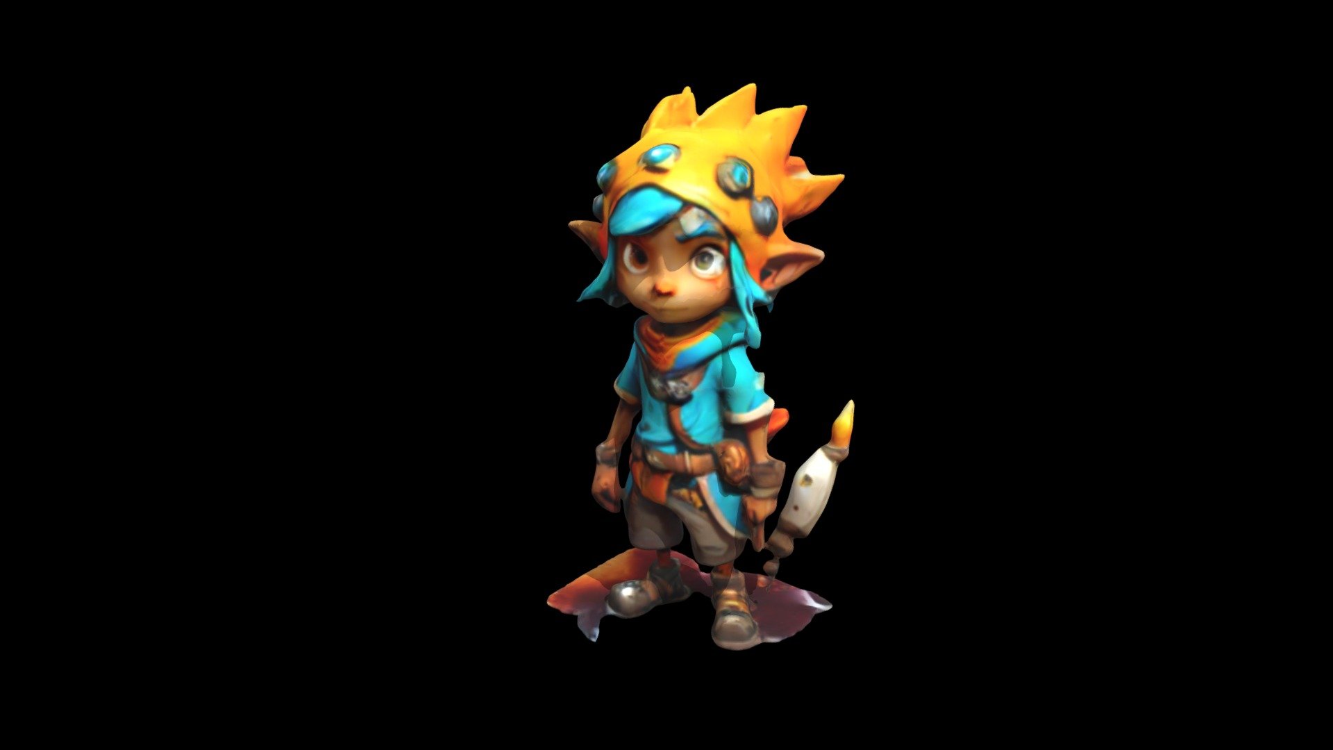 a cartoon character with blue hair and an ora - Download Free 3D model ...