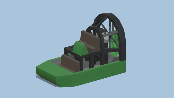 Swamp Boat - Low Poly Game Mod 3D Model