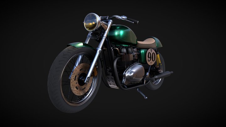 Triumph thruxton 90 racing 3D Model