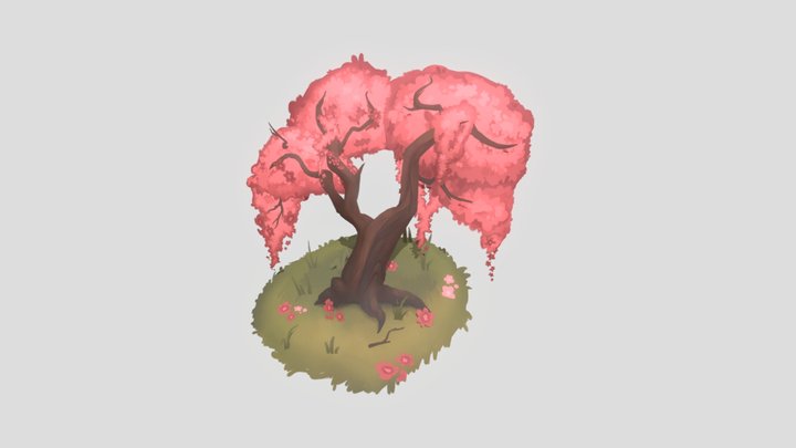 2.5D Cherry Tree 3D Model