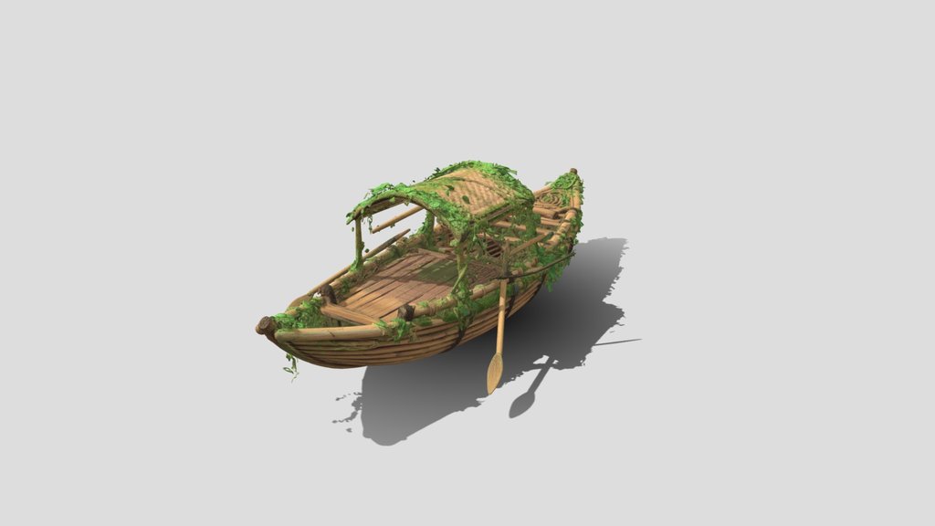Bamboo boat with vines
