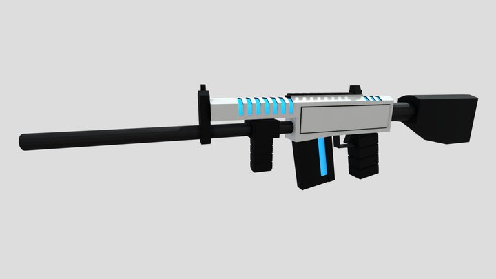 Low Poly Futuristic Assault Rifle 3D Model