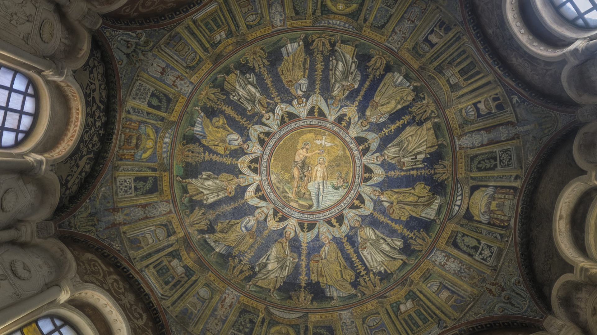 3D model 2017 Battistero Neoniano - This is a 3D model of the 2017 Battistero Neoniano. The 3D model is about a domed ceiling with a painting on it.