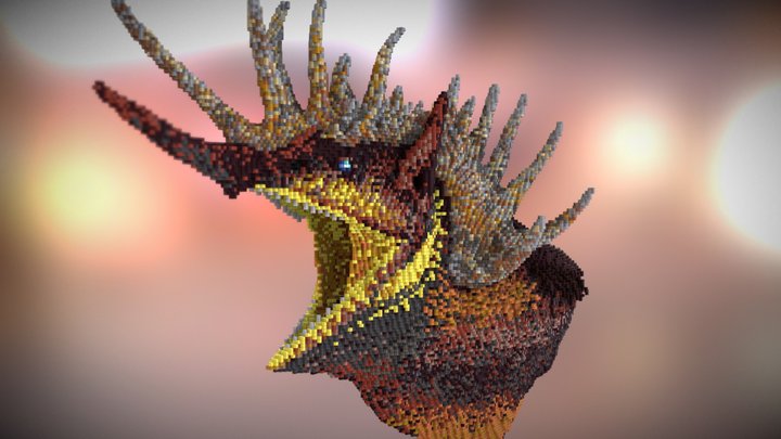 Dragonhead - Minecraft Sculpture 3D Model