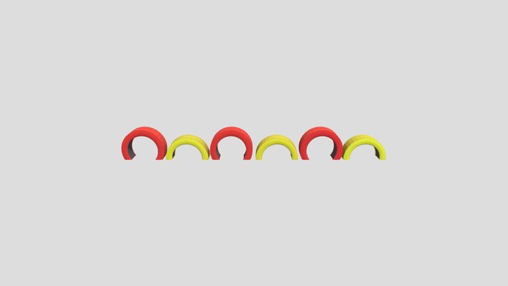 Childrens tire track vertical red-yellow 3D Model