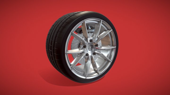 PORSCHE Carrera S Wheel & Rim 3D Model