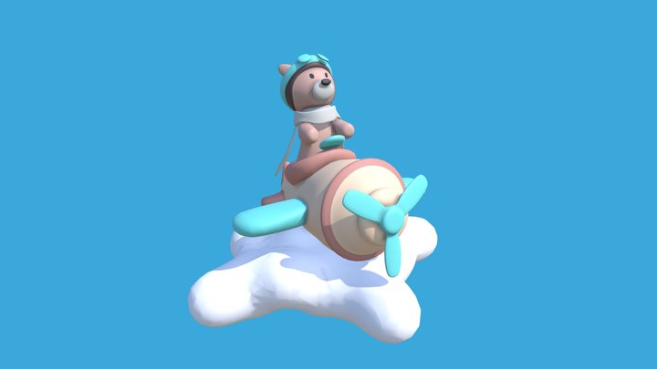 Oso en Avion 3D Model