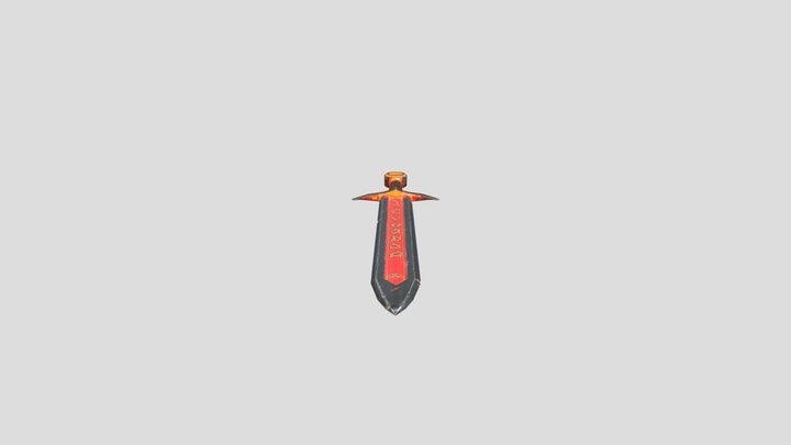 Engraved Medieval Sword Lava Game Ready