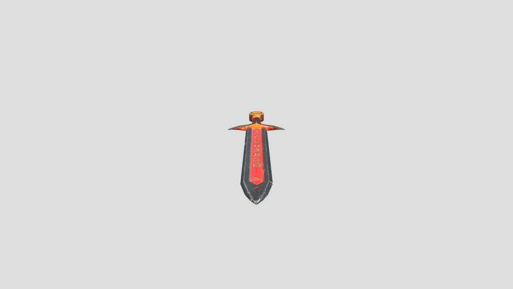 Engraved Medieval Sword Lava Game Ready