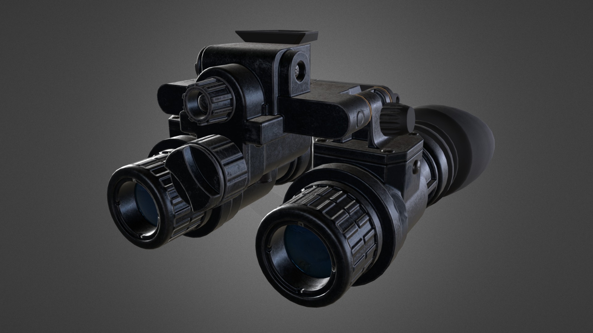 3D model NightVision Binoculars (AN PVS 31 BNVD) - This is a 3D model of the NightVision Binoculars (AN PVS 31 BNVD). The 3D model is about a close-up of a gun.