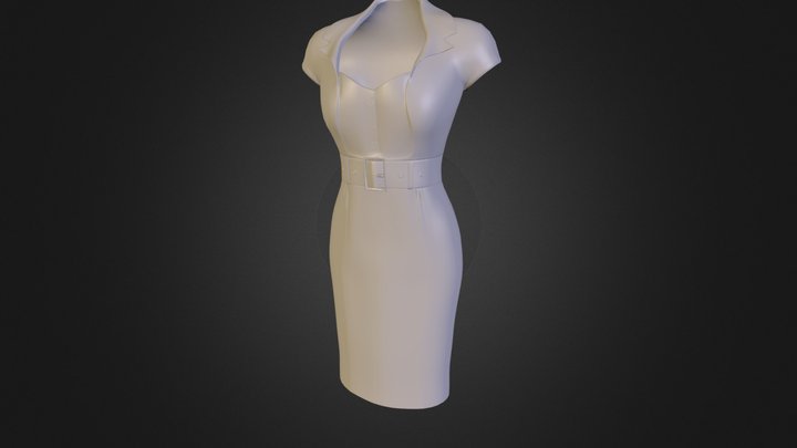 Vintage Secretary Wigle Dress2.blend 3D Model