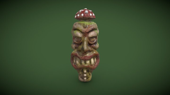 Tree Face sculpture - totem 3D Model