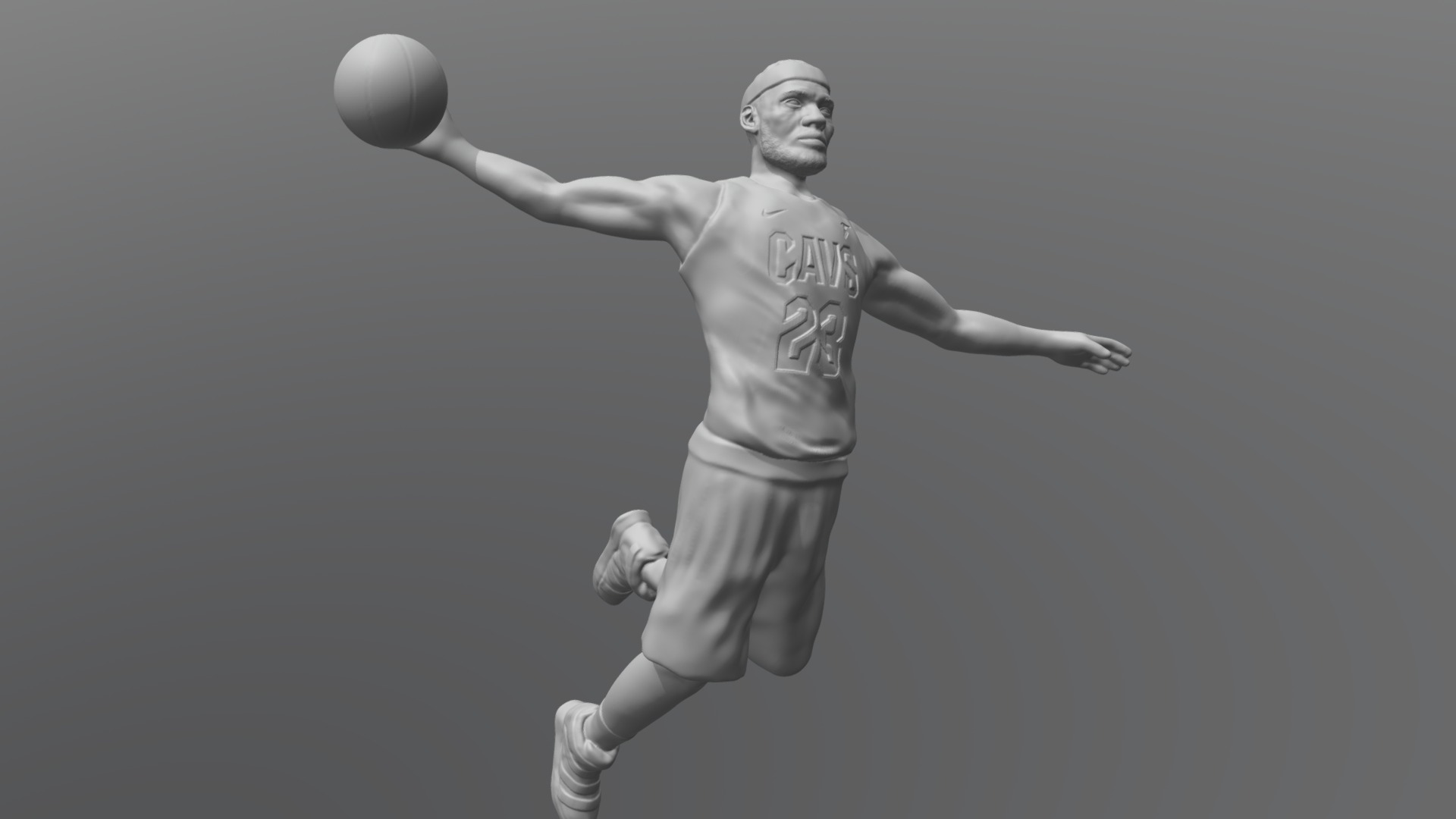 3D model Lebron James for 3D printing - This is a 3D model of the Lebron James for 3D printing. The 3D model is about a person in a basketball uniform jumping to catch a ball.