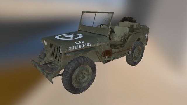Abandoned military jeep 3D Model