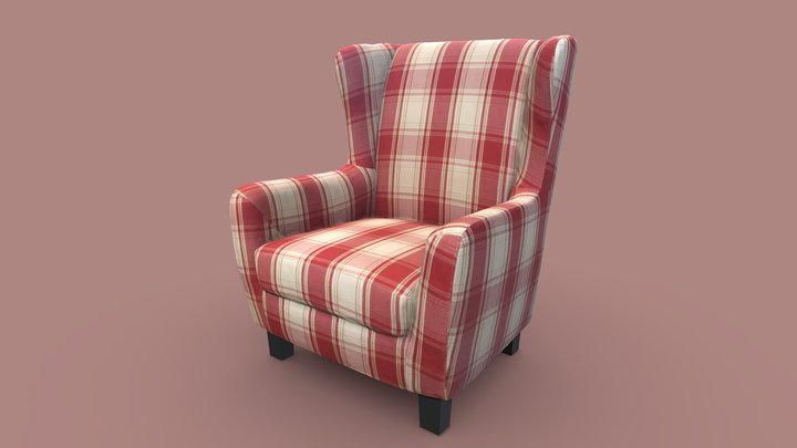 Comfy Red-White Armchair 3D Model