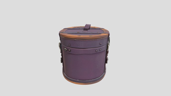 Ornate Vintage Leather Travel Trunk, Oval Chest