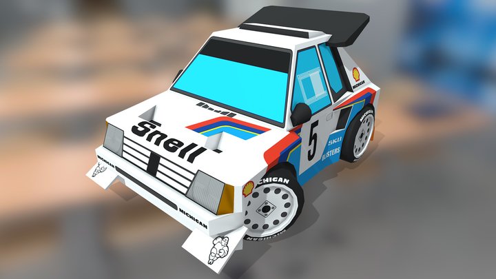 1985 Peugeot 205 T16 Evolution 2 - Stylized 3D Model