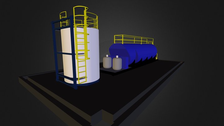 ptar cilindrica tanque 5000 galones 3D Model