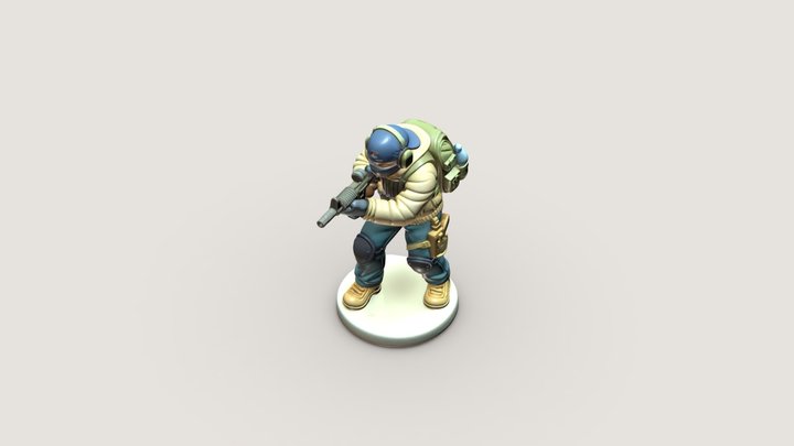 Porcelain Shooter Figurine 3D Model