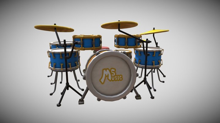 Stylized Drums 3D Model