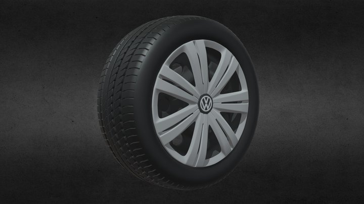 Volkswagen rim, tire and hubcap 3D Model
