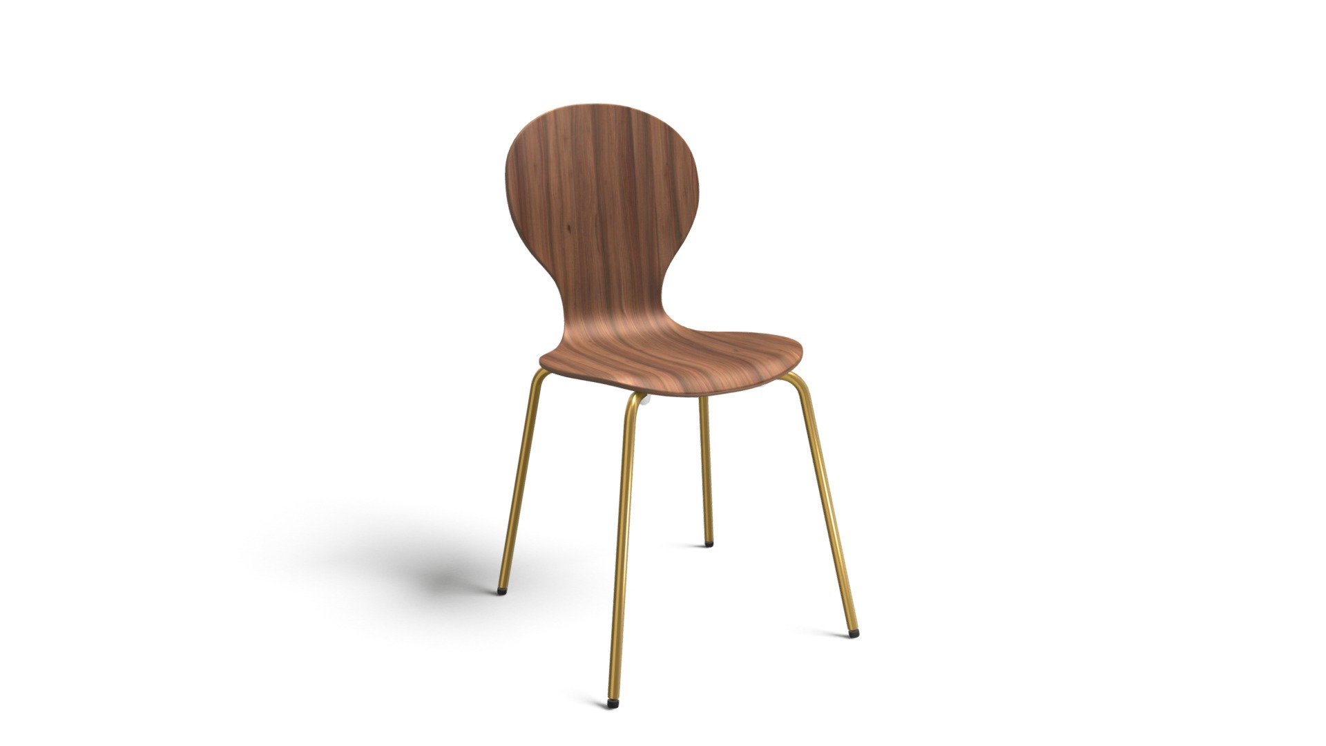 Set of 2 Kitsch Dining Chairs, Walnut and Brass 3D model by