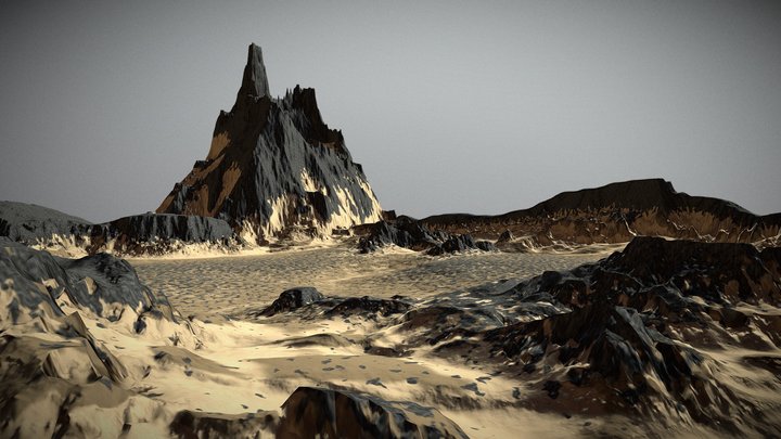 FREE - Dry rock sand terrain 3D Model