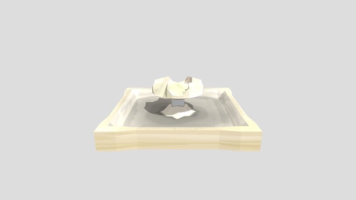 White stone fountain covered with foam and dirt 3D Model