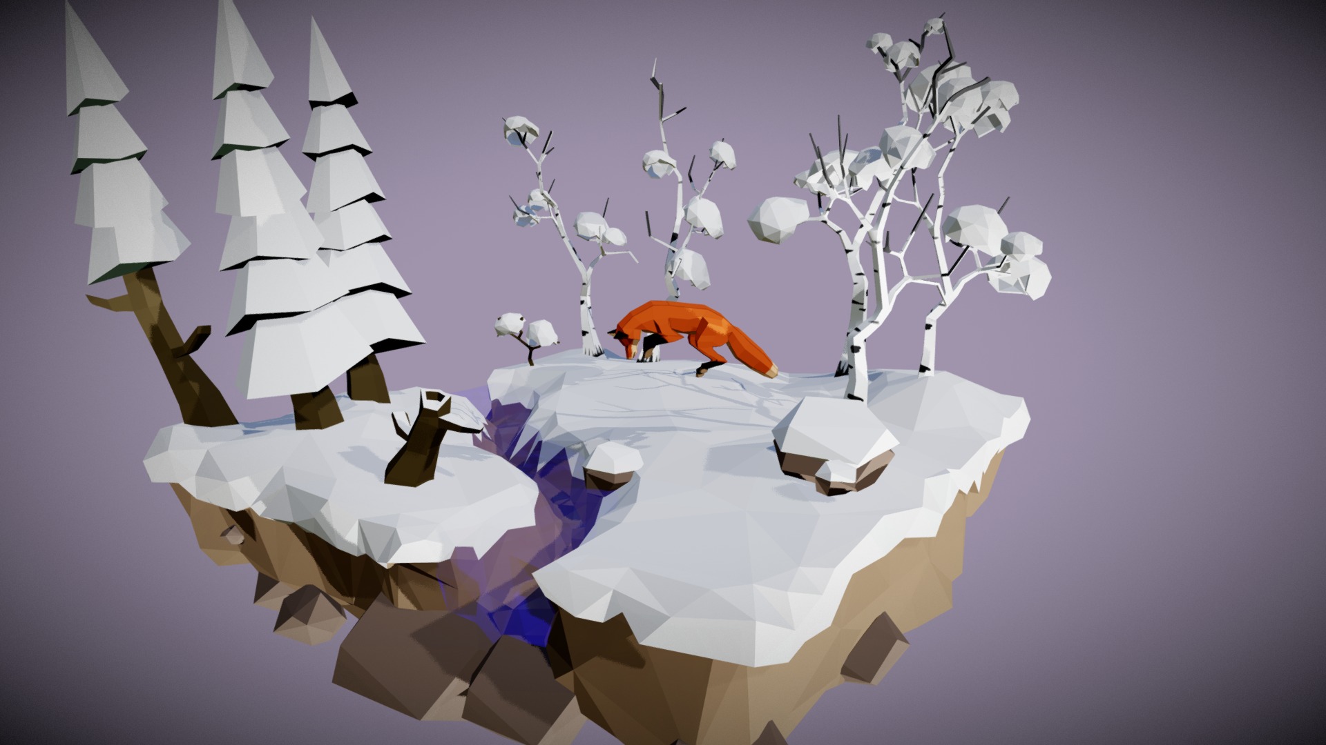 3D model winter scene - This is a 3D model of the winter scene. The 3D model is about a cartoon of a tree.