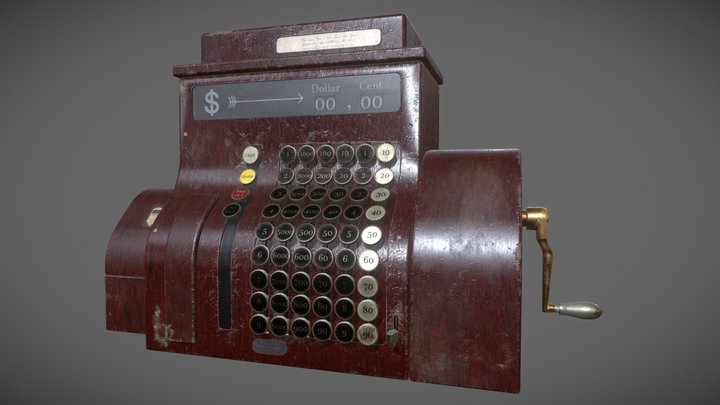 Vintage Cash Register [game-ready, customizable] 3D Model