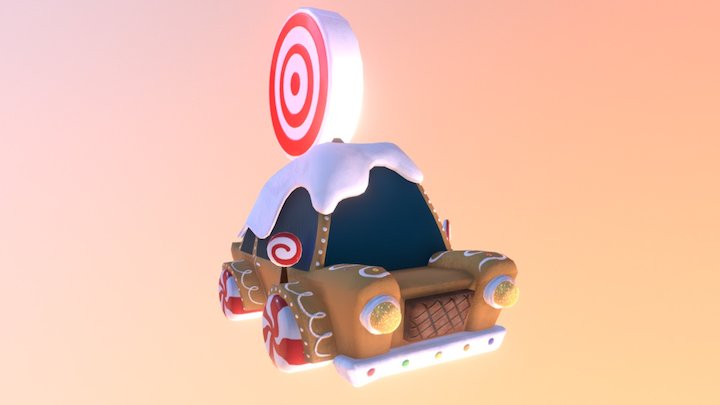 Cookie Candy  Car Low Poly 3D Model