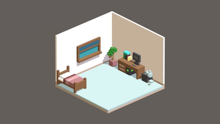 Basic Bedroom (Voxel) 3D Model