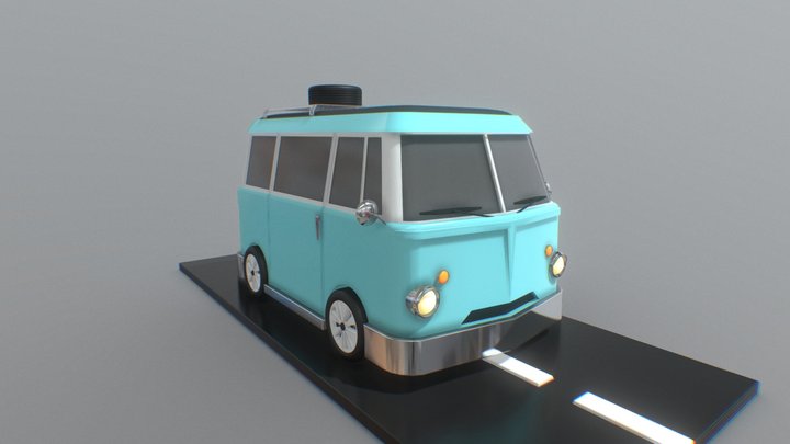 Retro Van 3D Illustration 3D Model
