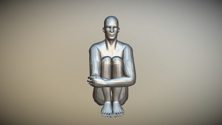 Чел обнявший колени задумчиво смотрящий вдаль 3D Model