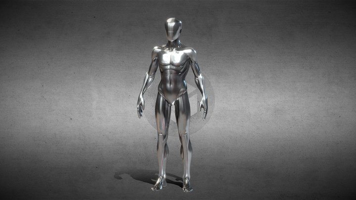 Skinny humanoid metallic model 3D Model