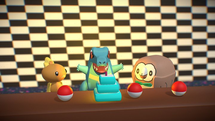 Totodile Party 3D Model