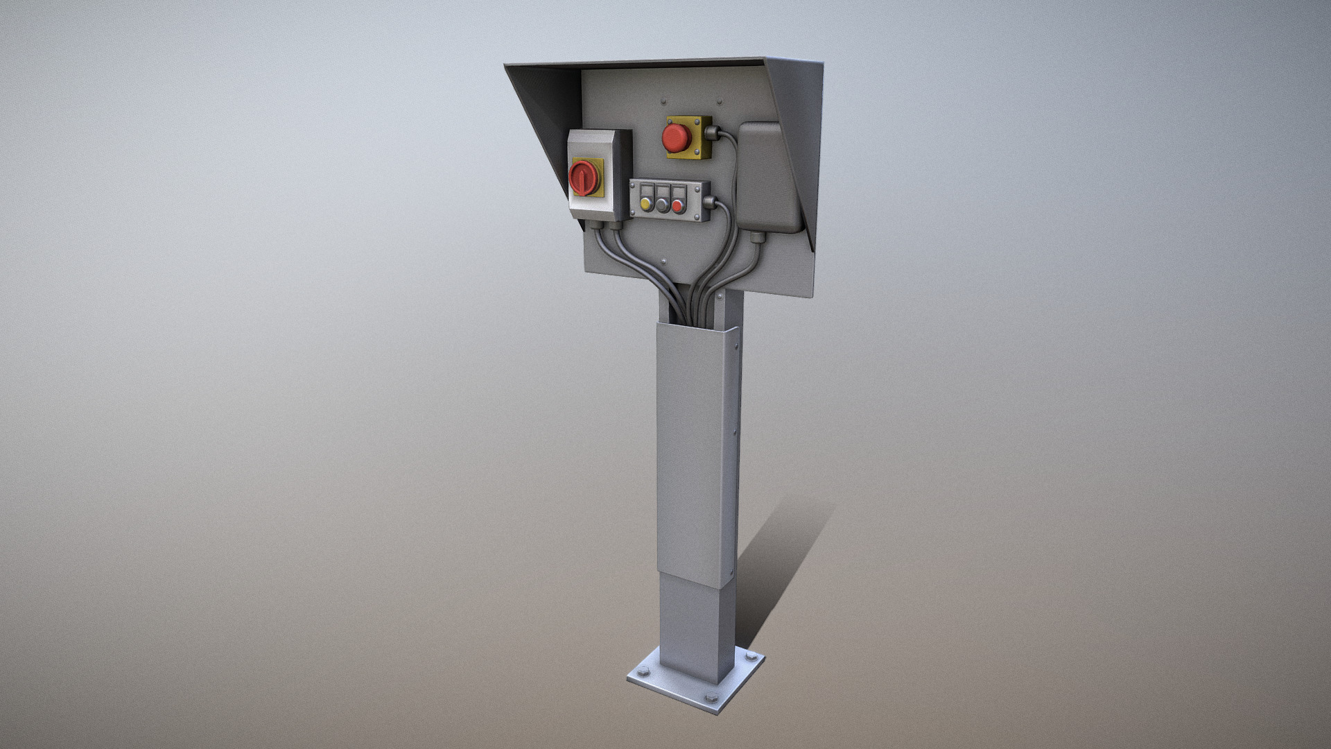 3D model Control Element 5 (Low-Poly) - This is a 3D model of the Control Element 5 (Low-Poly). The 3D model is about a grey robot with red eyes.