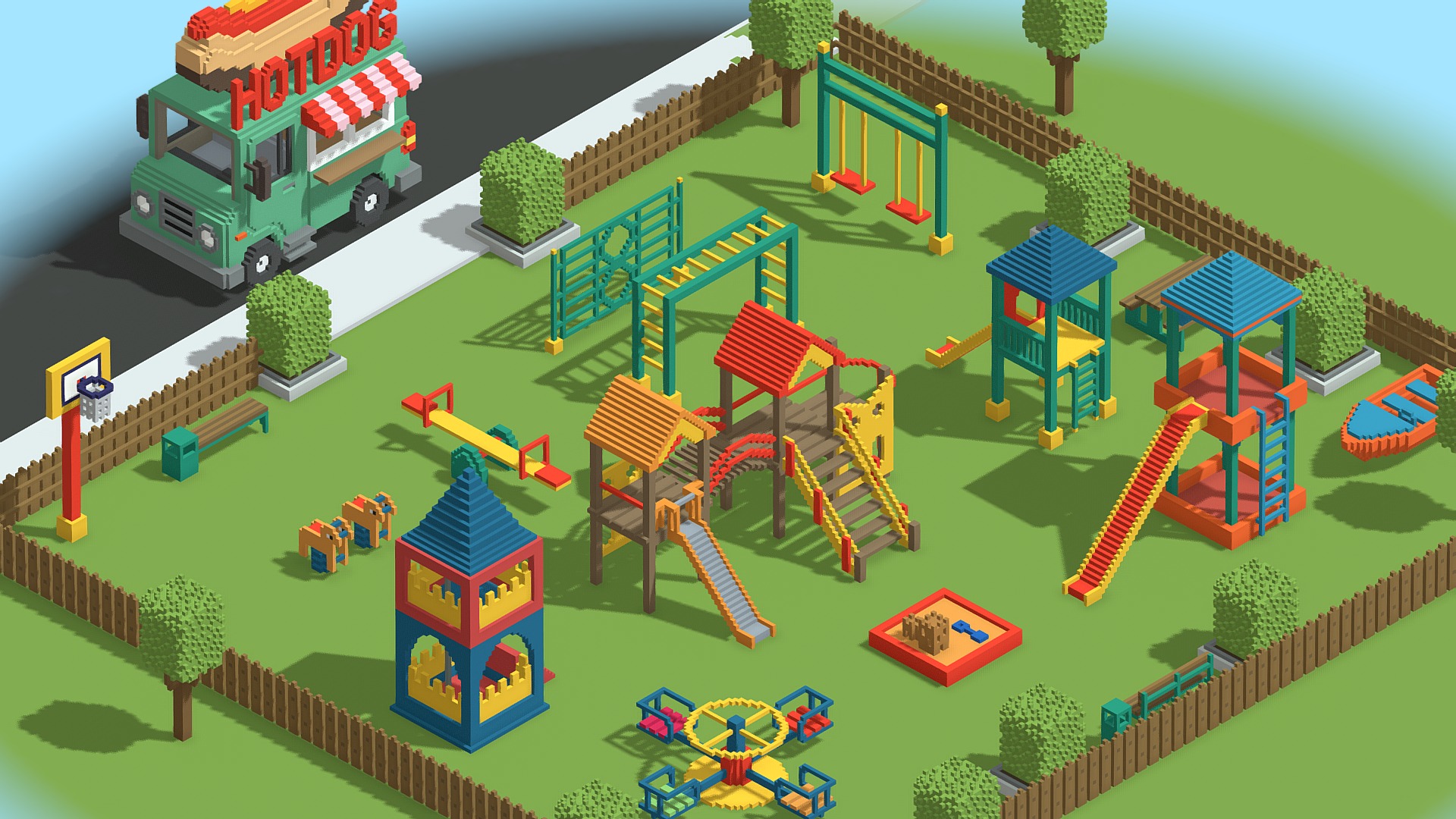 3D model Voxel Kids Playground Games - This is a 3D model of the Voxel Kids Playground Games. The 3D model is about a screenshot of a video game.