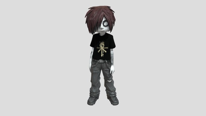 Gothic Cartoon Character 3D Model