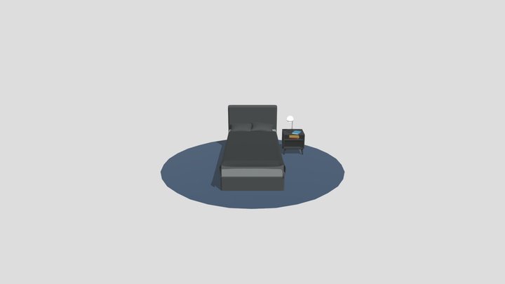 Minimal & Beautiful Gray Bed 3D Model