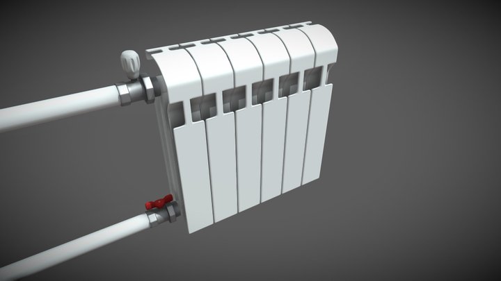 Heating Radiator with valves 3D Model
