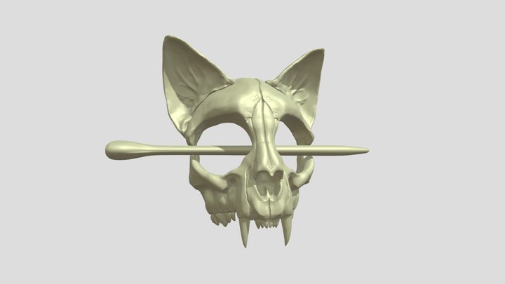 Cat_ Skull_ Hair_&_ Pin 3D Model