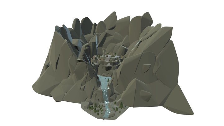 Rocky mountain town 3D Model